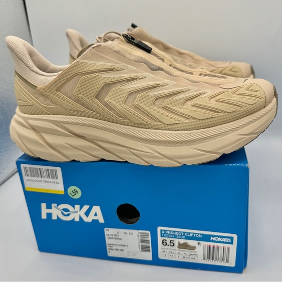 NWT Hoka Project Clifton Beige Shifting Sands Dune SSDD Unisex Sneakers Shoes - Picture 5 of 16